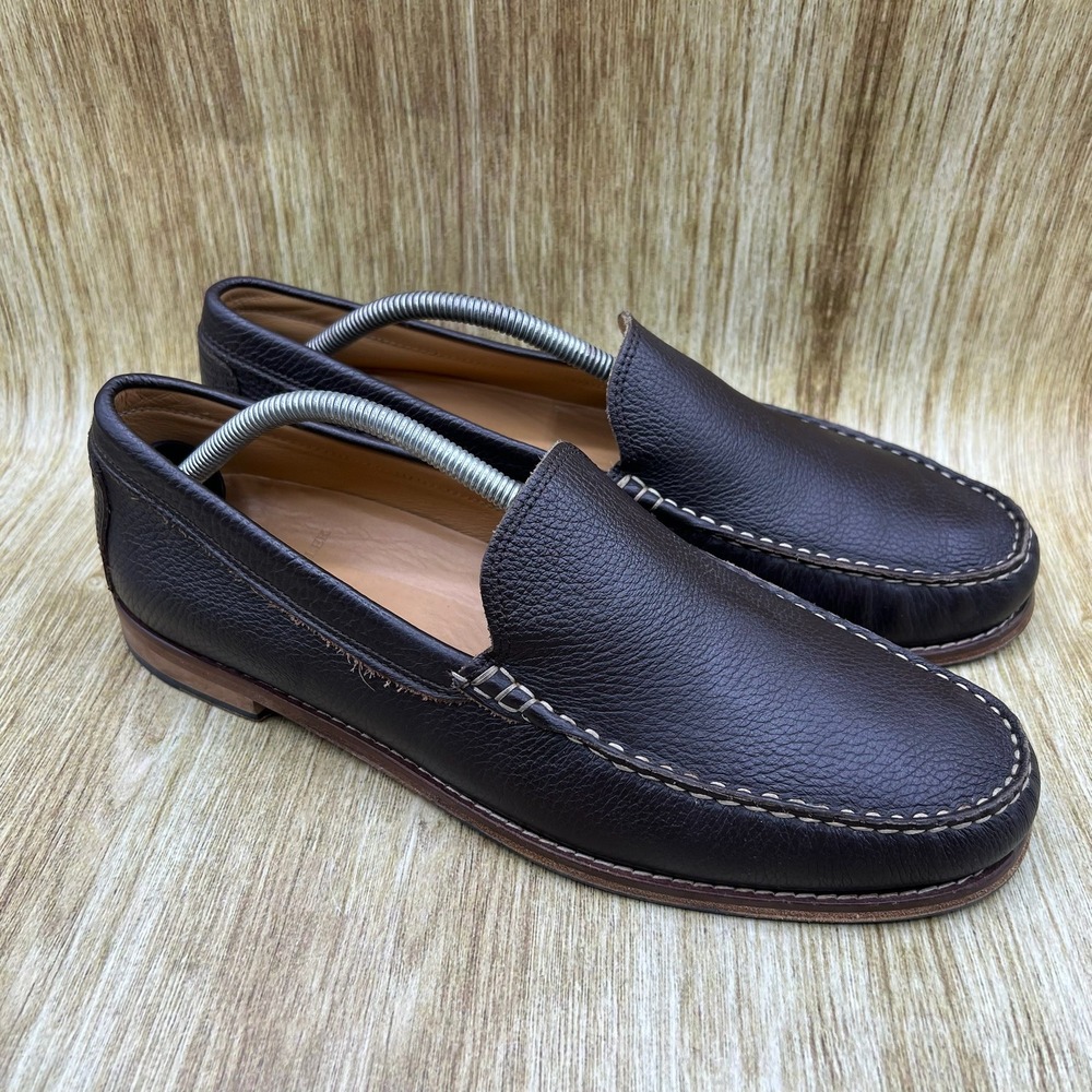 Austen Heller Loafer Men's Size 11 Dark Brown Pebbled Leather Slip On Shoes